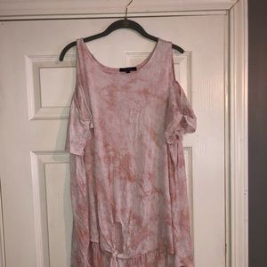 Pink tye dye off the shoulder tee